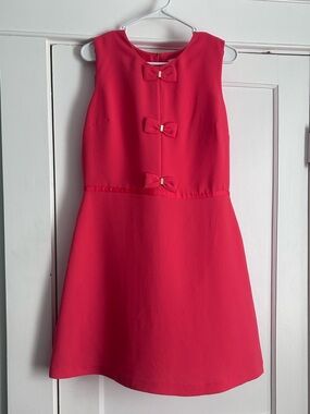 Maison Jules Fit And Flare Orange Dress Pleats Bows Women’s Large